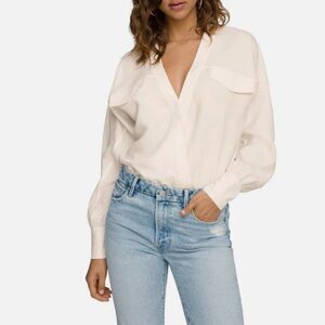 Good American Women's Utility Wrap Bodysuit Top Ivory Color Size 3 (Large) NWT